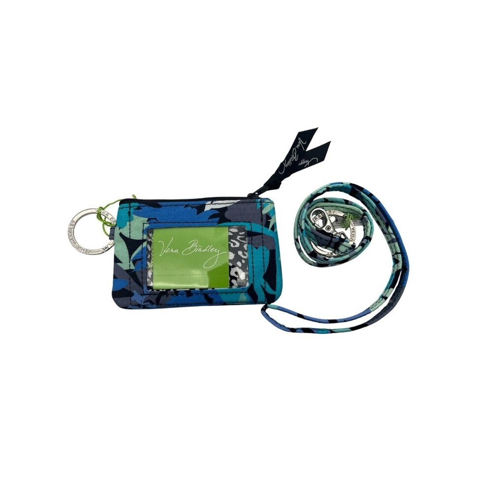 Vera Bradley Womens Camofloral Lanyard &‎ Zip ID Case Key Ring Set 3297